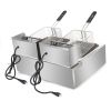 Stainless Steel Double Cylinder Electric Fryer US Plug