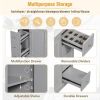 Contemporary Gray Bathroom Vanity Cabinet - 36x18x34 inches, 4 Drawers & 1 Cabinet Door, Multipurpose Storage, Resin Integrated Sink, Adjustable Shelv