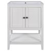 [VIDEO] 24" White Modern Sleek Bathroom Vanity Elegant Ceramic Sink with Solid Wood Frame Open Style Shelf (OLD SKU: JL000001AAK)
