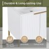 24" Bathroom Vanity with Sink, Bathroom Vanity Cabinet with Two Doors and Gold Metal Frame, Open Storage Shelf, White