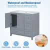 36 Inch Modern Bathroom Vanity with USB Charging, Two Doors and Three Drawers Bathroom Storage Vanity Cabinet with single top, Small Bathroom Vanity c