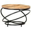Coffee Table Black 23.6"x23.6"x15.7" Solid Rough Mango Wood