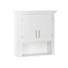 2-Door Bathroom Storage Wall Cabinet with 1 Open Shelf and 2 Interior Shelves, White