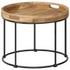 Coffee Table Solid Mange Wood and Steel 19.7"x15.7"