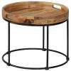 Coffee Table Solid Mange Wood and Steel 19.7"x15.7"