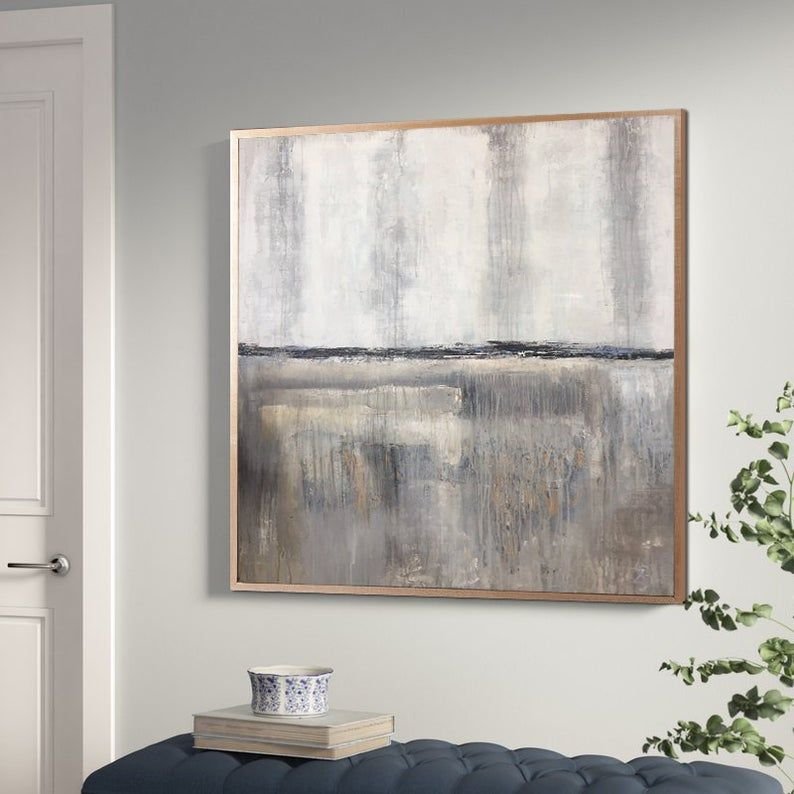 Large Oil Painting Abstract Silver Painting Oversize Art Wall Painting Simple Wall Art Minimalist Abstract Painting Office Decor (size: 150x150cm)