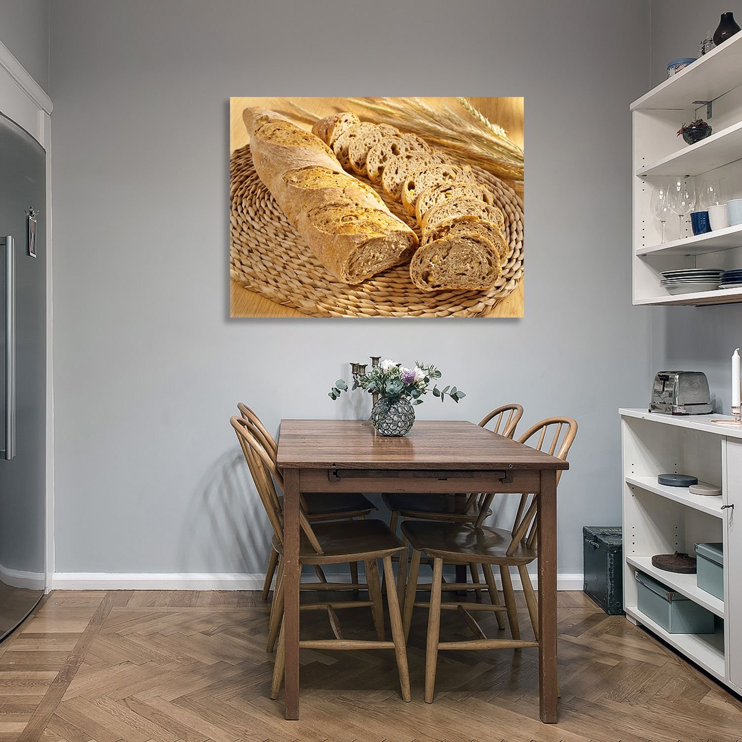 Framed Canvas Wall Art Decor Bread Painting, Heart Shape Cookie Painting Decoration For Restrant, Kitchen, Dining Room, Office Living Room (Color: as Pic)