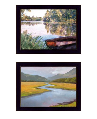 "Serene Water" 2-Piece Vignette by Bluebird Barn and William Hawkins, Ready to Hang Framed Print, Black Frame