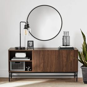 sideboard table; black and canyon walnut (Color: Canyon Walnut)