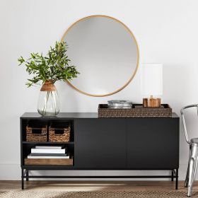 sideboard table; black and canyon walnut (Color: Black)
