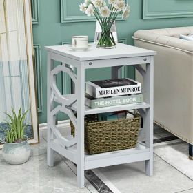 2 Pieces 3-tier Nightstand Sofa Side End Accent Table Storage Display Shelf (Color: Gray)