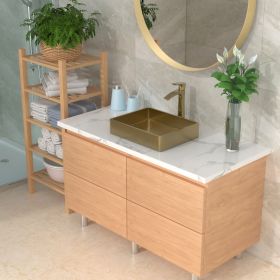 19-inch Topmount Single Bowl 16-Gauge T-304 Stainless Steel Bathroom Sink with Bathroom Drainer (Color: Gold)