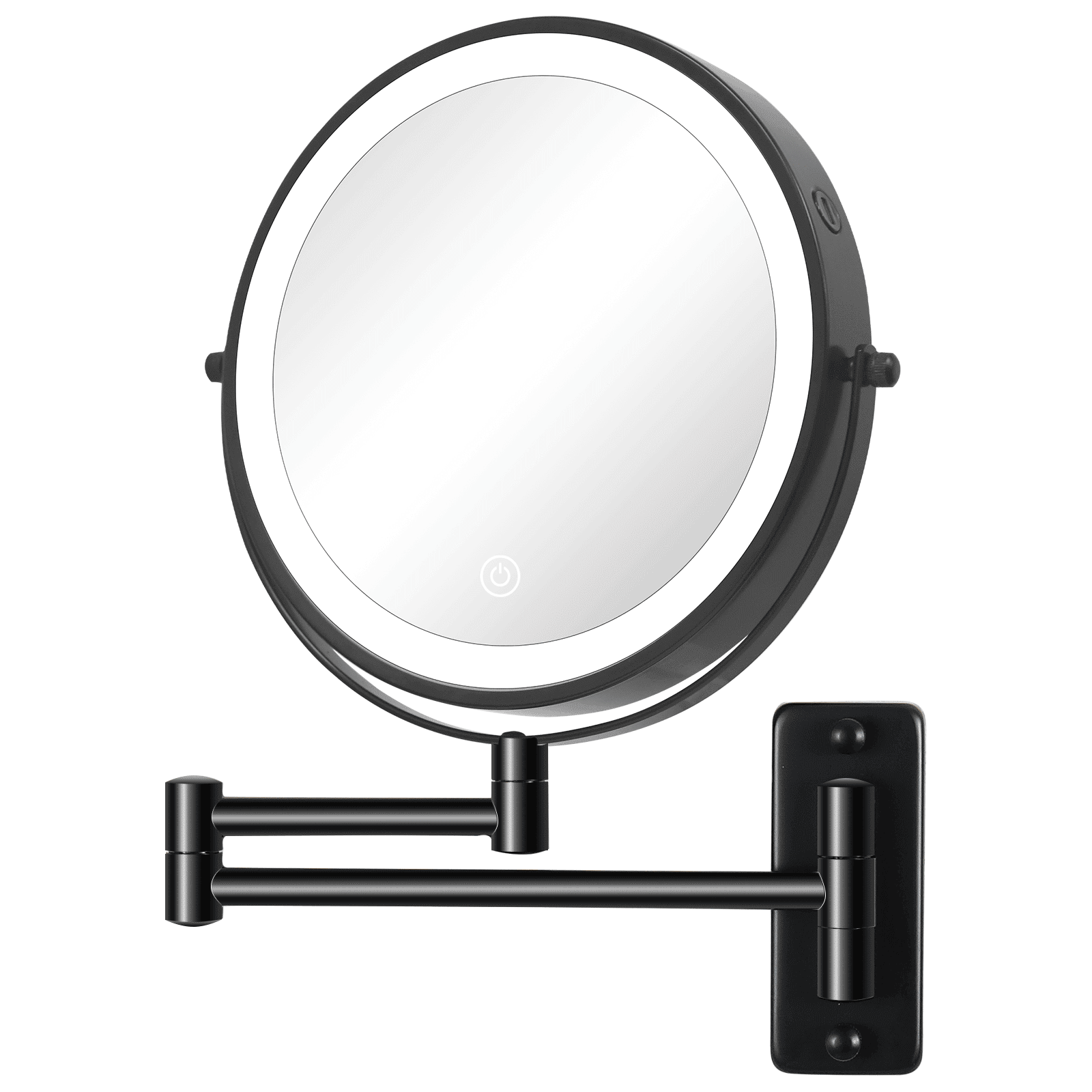 8 Inch Wall-Mounted Makeup Mirror, Double Sided 1x/10x Magnifying Makeup Mirror, 3 Colour Lights Touch Screen Dimmable Bathroom Mirror (Color: Black)