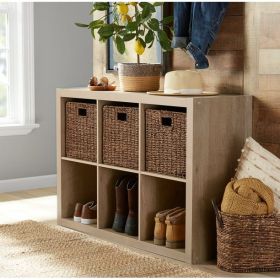 6 cube storage boxes; bookshelves; display cabinets; storage cabinets (Material: Particle Board, Medium Density Fiberboard, Color: Natural)