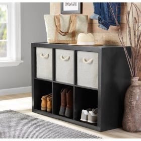 6 cube storage boxes; bookshelves; display cabinets; storage cabinets (Material: Particle Board, Medium Density Fiberboard, Color: Solid Black)