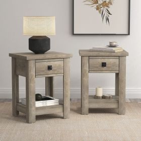 Wooden Nightstand 1 Drawer Nightstand; Set of 2 (Material: Laminated Chipboard, Laminated MDF, Color: Driftwood Gray)