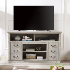 Retro TV Stand with Storage for TVs up to 65'' Mid Century Modern TV Stand & Entertainment Center with Shelf, TV Stand for Media (Material: MDF, Color: Light Gray)