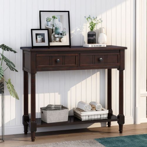 Daisy Series Console Table Traditional Design with Two Drawers and Bottom Shelf Daisy Series Console Table Traditional Design with Two Drawers and Bottom Shelf