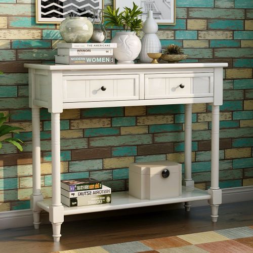 Daisy Series Console Table Traditional Design with Two Drawers and Bottom Shelf Daisy Series Console Table Traditional Design with Two Drawers and Bottom Shelf