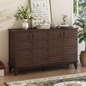 Sideboard with 4 Door Large Storage Buffet with Adjustable Shelves and Metal Handles for Kitchen,Living Room,Dining Room (Material: MDF, Color: Espresso)