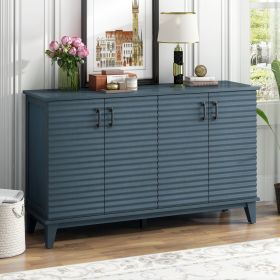 Sideboard with 4 Door Large Storage Buffet with Adjustable Shelves and Metal Handles for Kitchen,Living Room,Dining Room (Material: MDF, Color: Navy)
