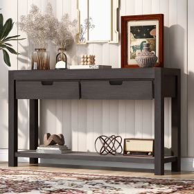 Console Table Entryway Table for Hallway Living Room with 2 Drawers and 1 Shelf (Material: MDF, Color: Antique brown)