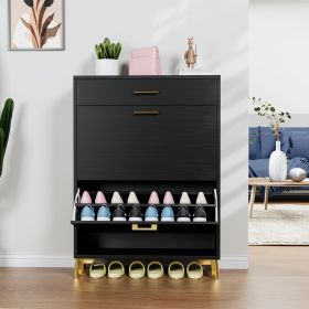 Shoe Storage Cabinet for Entryway, Free Standing Shoe Organizer with 2 Flip Drawers, Hidden Shoe Rack Storage Organizer for Doorway Hallway Closet (Color: as Pic)