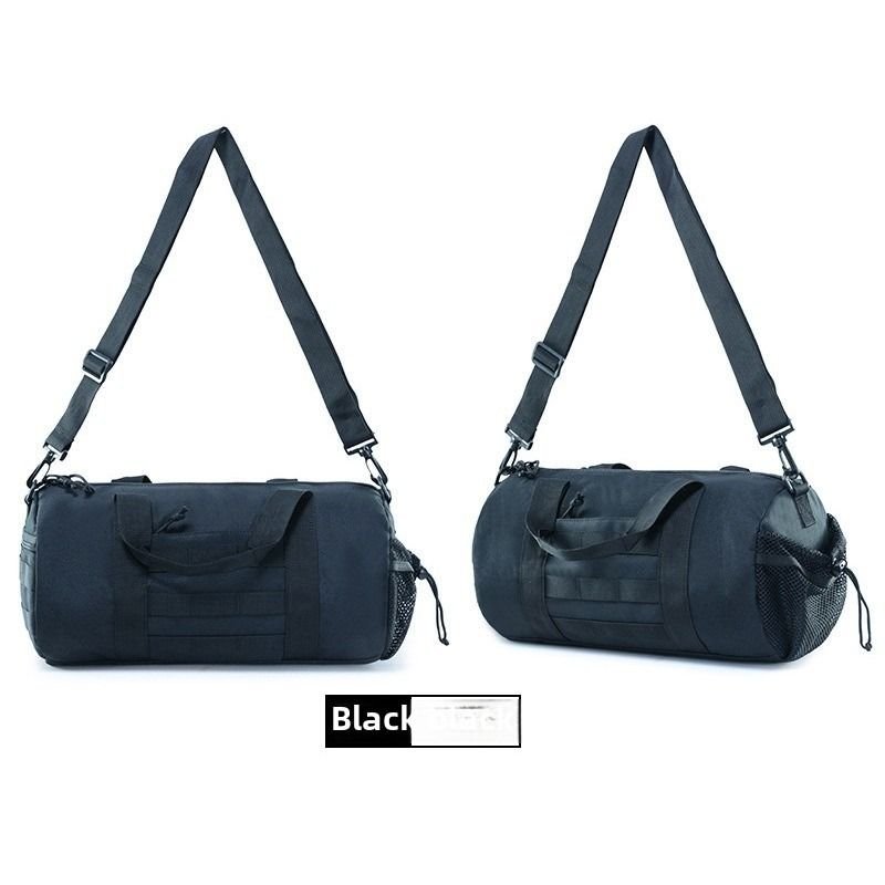 Men's large-capacity wet and dry separation crossbody handheld sports training gym bag short trip luggage bag travel bag (Color: Black)