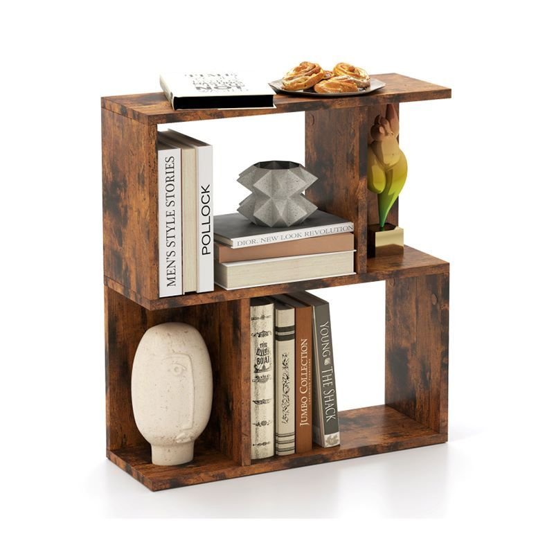 Living Room Bookshelf with Display Shelf for Small Space (Type: Bookshelf, Color: Rustic Brown)