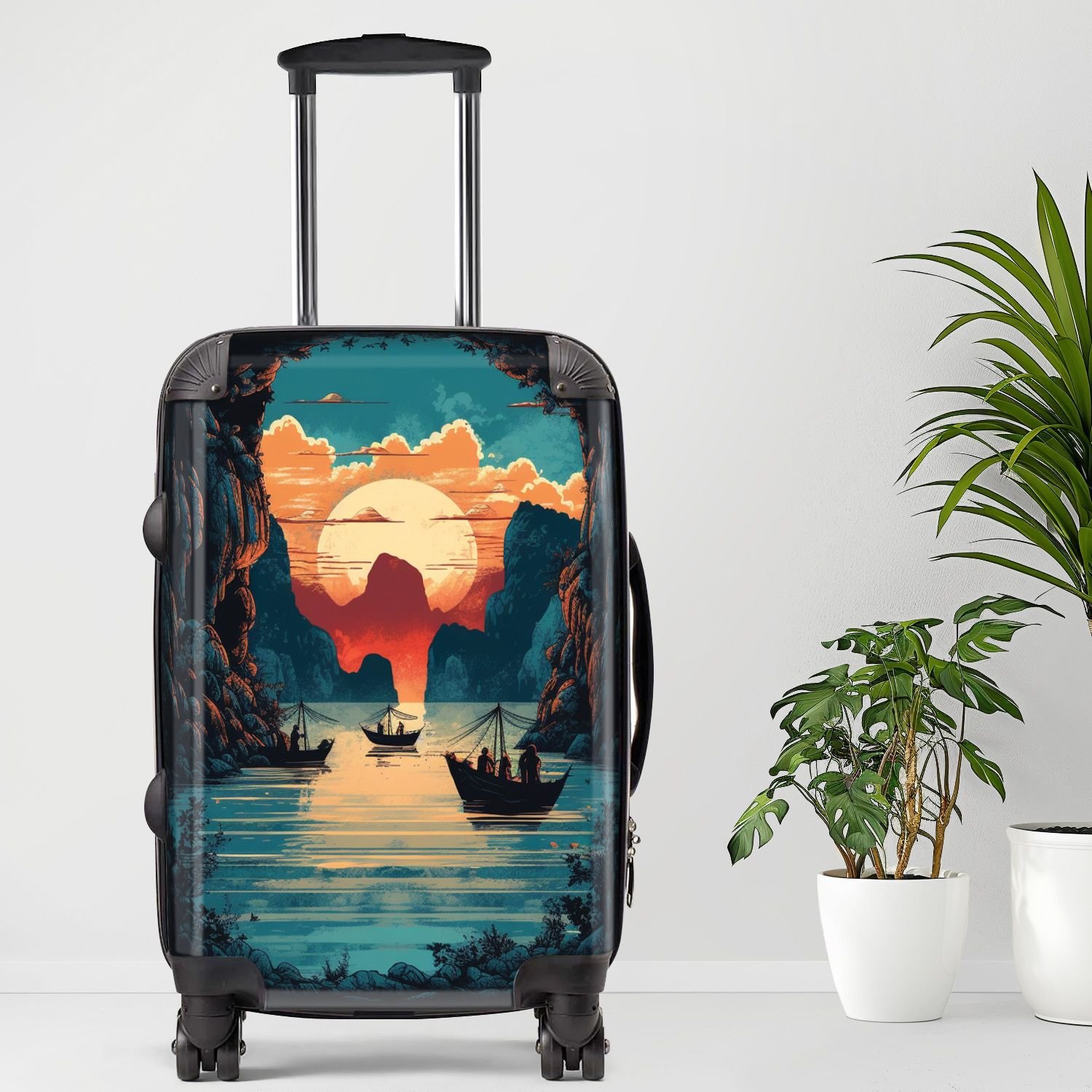 Ha Long Bay Luggage, 20/24/28 Inch Luggage, Carry-On, Custom Luggage, Luggage Set, Suitcase, Travel, Vacation, Cabin Suitcase, Custom Suitcase (size: 20" Carry-On)